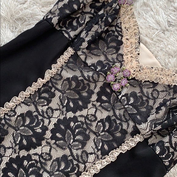 Black Ruffled Lace Betsey Johnson Evening Dress - Picture 2 of 5